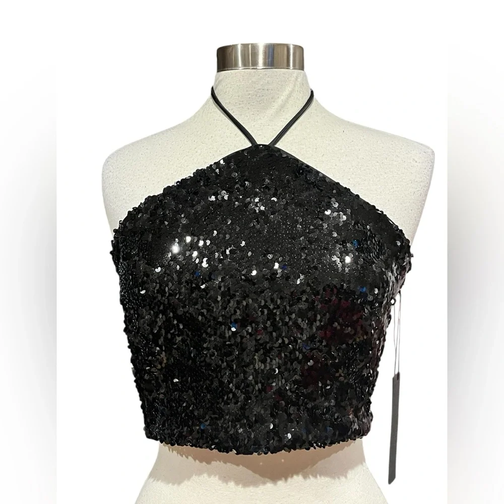 House of Harlow 1960 2 pc Sequined Halter top and matching pants - Picture 5 of 16